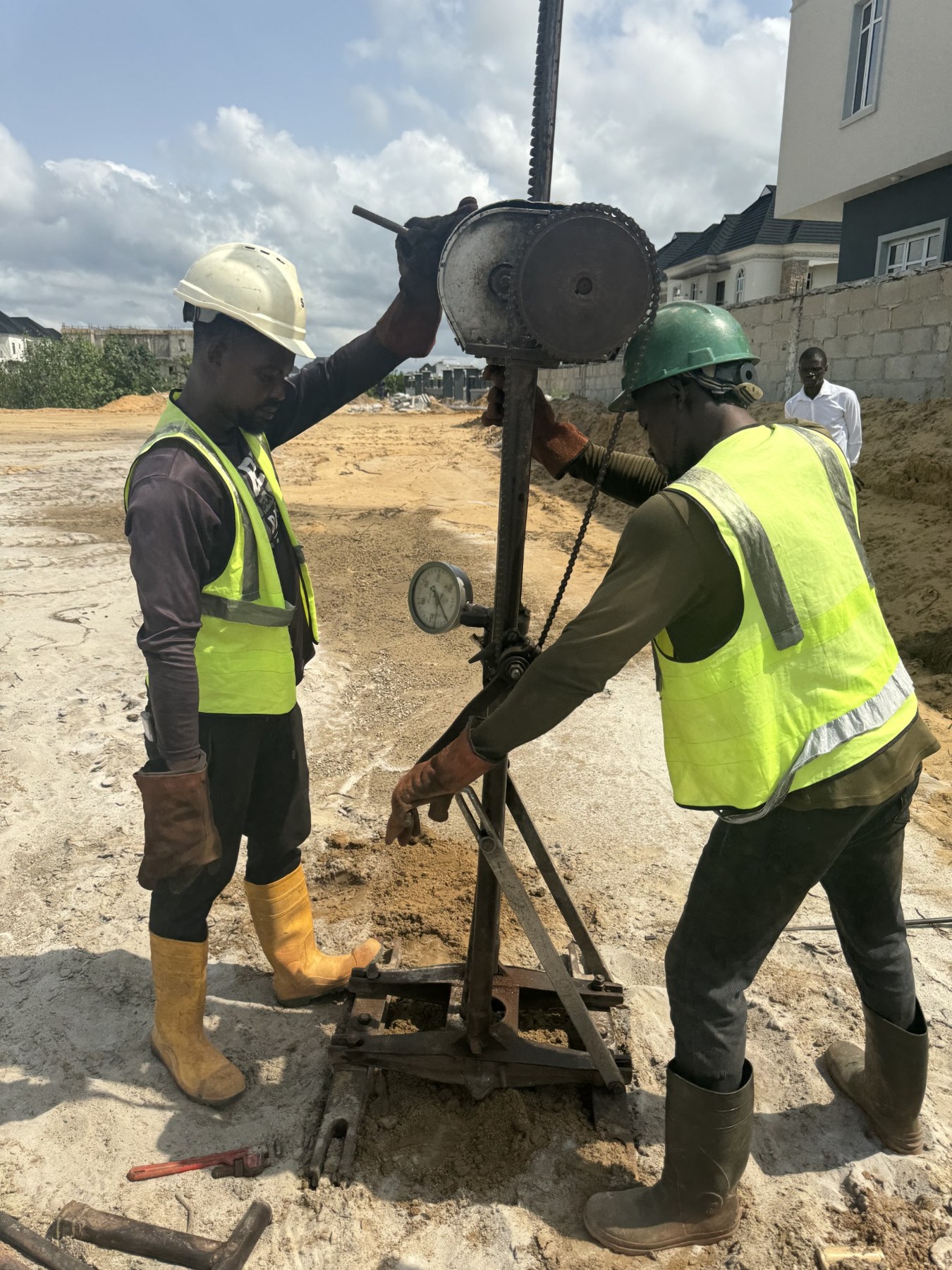 A closer view of soil investigation in progress